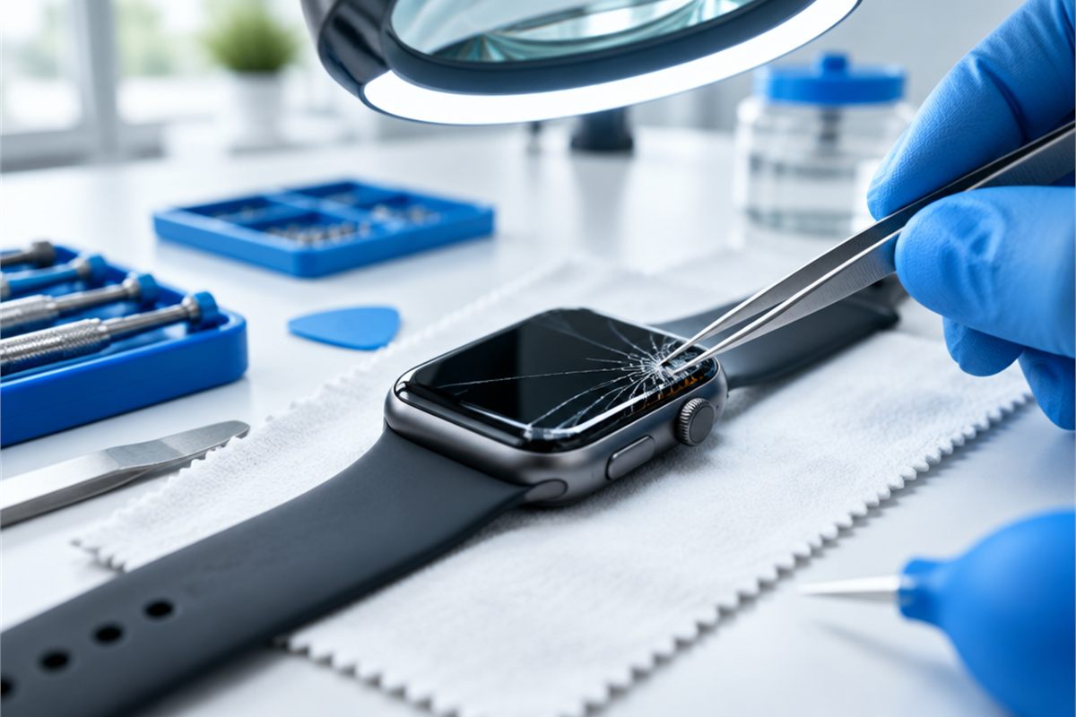 Réparation d'Apple Watch et de montre connectée : verre cassé, batterie, bouton (prix 2026)